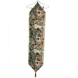 Flower shop Tapestry table runner tasseled‎ bird houses window frames decorative